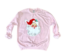 Load image into Gallery viewer, Chenille Patch Santa Sweatshirts (Pink or Green)