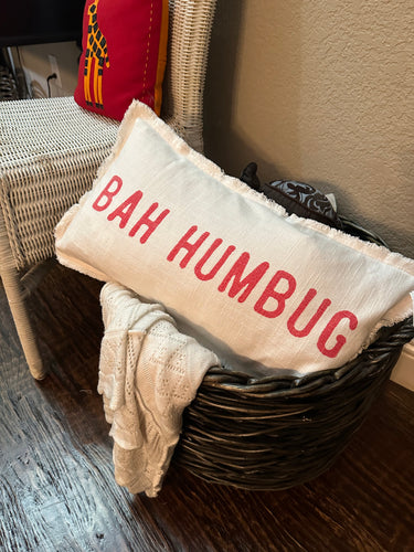 Bah Humbug Lumbar Christmas Pillow