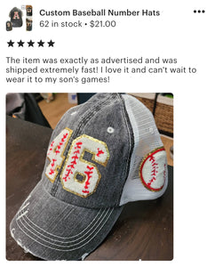 Custom Number Baseball Hats