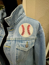 Load image into Gallery viewer, Sequined Baseball Denim Patch Jacket