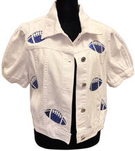 Load image into Gallery viewer, Royal Blue Sequined Football Denim Jacket