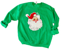 Load image into Gallery viewer, Chenille Patch Santa Sweatshirts (Pink or Green)