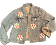 Load image into Gallery viewer, Baseball Fleece Lined Denim Jacket