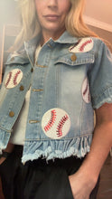 Load image into Gallery viewer, Sequined Baseball Denim Jacket