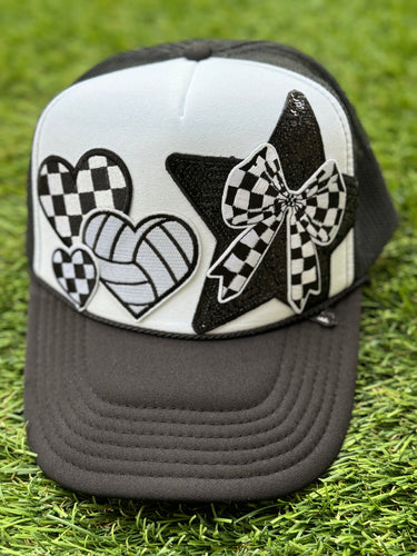 Volleyball Checkered Trucker Cap