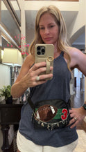 Load image into Gallery viewer, Custom Number Football Fanny Pack with Silver Charm Chain