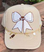 Load image into Gallery viewer, Football &amp; Sequin Bow Hat