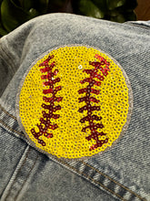 Load image into Gallery viewer, Sequined Softball Denim Jacket