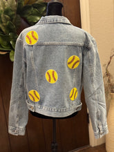 Load image into Gallery viewer, Sequined Softball Denim Jacket