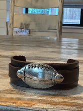 Load image into Gallery viewer, Leather Soccer &amp; Football Cuff Bracelets