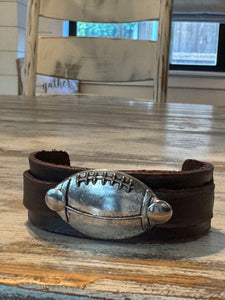 Leather Soccer & Football Cuff Bracelets