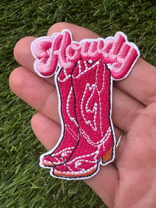 Pink Cowboy Boot Iron On Patches