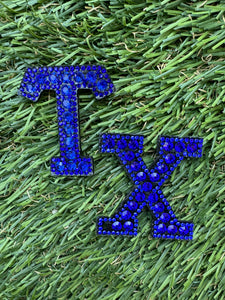 Blue Rhinestone Letter Patches