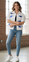 Load image into Gallery viewer, Royal Blue Sequined Football Denim Jacket