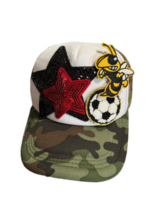 Hornets Yellowjackets Camo Trucker Hat (Various Sports)