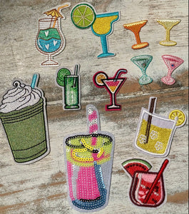 Cocktail Drink Iron On Patches