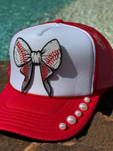 Load image into Gallery viewer, Baseball &amp; Softball Bow Patch Trucker Caps