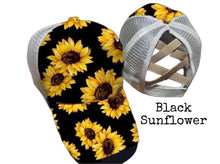 Load image into Gallery viewer, Sunflower Criss Cross Ponytail Baseball Hats