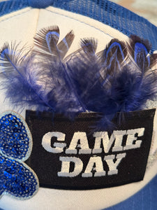 Royal Blue Paw & Feather Game Day Trucker Hat