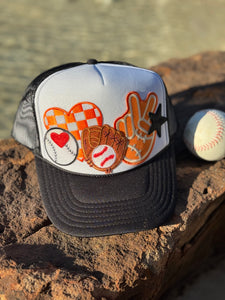 Orange & White Baseball Patch Hat
