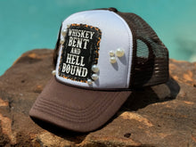 Load image into Gallery viewer, Whiskey Bent &amp; Hell Bound Trucker Hat