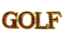 Load image into Gallery viewer, Gold &amp; Plaid Golf Iron On Patches