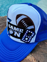 Load image into Gallery viewer, Football “B” Trucker Hat in Royal Blue