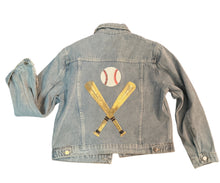 Load image into Gallery viewer, Baseball Fleece Lined Denim Jacket