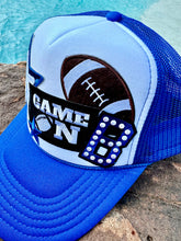 Load image into Gallery viewer, Football “B” Trucker Hat in Royal Blue