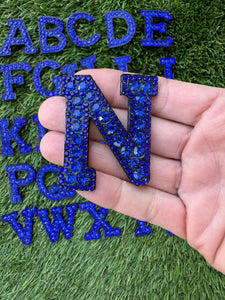 Blue Rhinestone Letter Patches