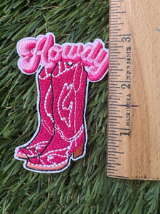 Pink Cowboy Boot Iron On Patches