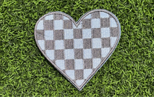 Load image into Gallery viewer, Checkered Heart Iron On Patches