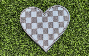 Checkered Heart Iron On Patches