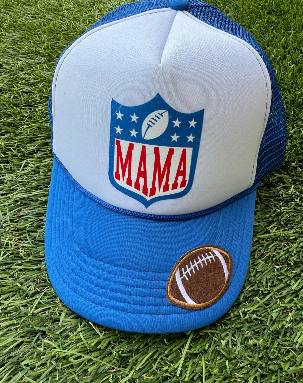 Mama Football Ponytail Trucker Patch Cap
