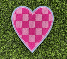 Load image into Gallery viewer, Checkered Heart Iron On Patches