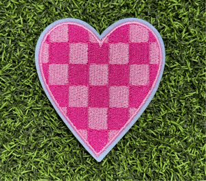 Checkered Heart Iron On Patches