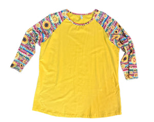 SERAPE SUNFLOWER CHEETAH YELLOW TOP