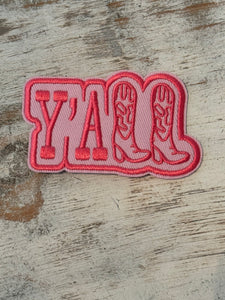 Y’all Iron On Patch in Pink