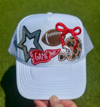 Load image into Gallery viewer, Red &amp; White Football Trucker Cap