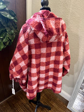 Load image into Gallery viewer, Pink &amp; Red Plaid Hooded Cardigan Body Wrap