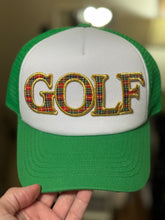 Load image into Gallery viewer, Gold &amp; Plaid Golf Iron On Patches