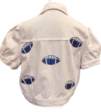 Load image into Gallery viewer, Royal Blue Sequined Football Denim Jacket
