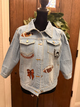 Load image into Gallery viewer, Football Touchdown Patch Denim Jacket