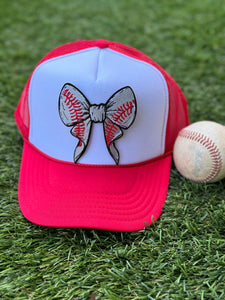 Baseball & Softball Bow Patch Trucker Caps
