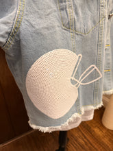 Load image into Gallery viewer, Sequined Football Patch Denim Jacket