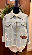 Load image into Gallery viewer, Sequined Football Patch Denim Jacket