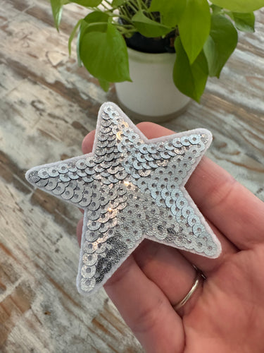 Pink & Yellow Star Iron On Patches