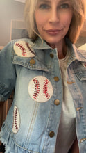 Load image into Gallery viewer, Sequined Baseball Denim Jacket
