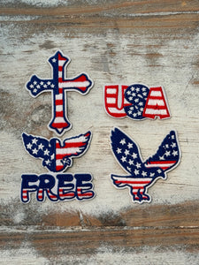 America Themed Iron On Patches