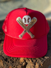 Load image into Gallery viewer, Bats &amp; Ball Baseball Sequined Trucker Hat